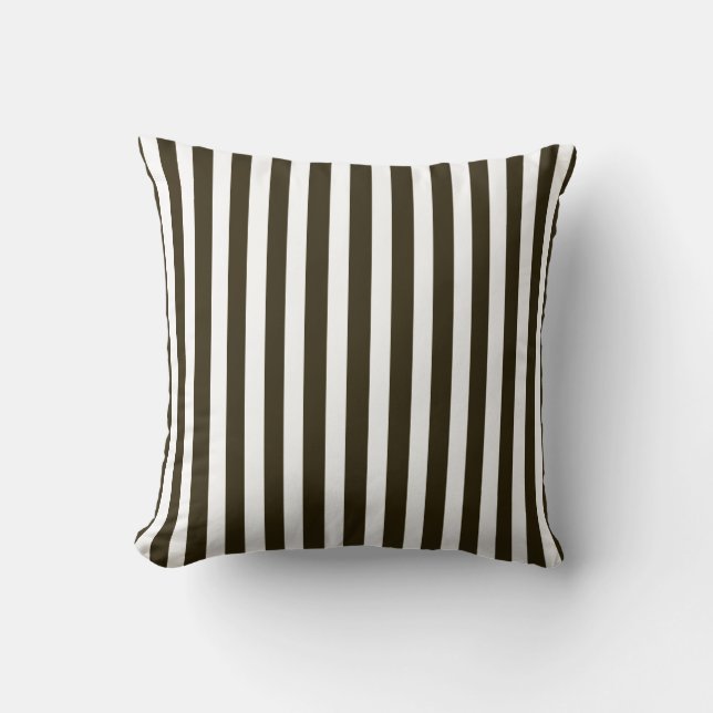 Chocolate Autumnal Stripes Throw Pillow (Front)