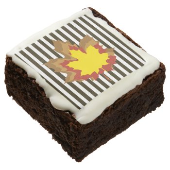 Chocolate Autumnal Stripes With Leaves Brownie by SunshineDazzle at Zazzle