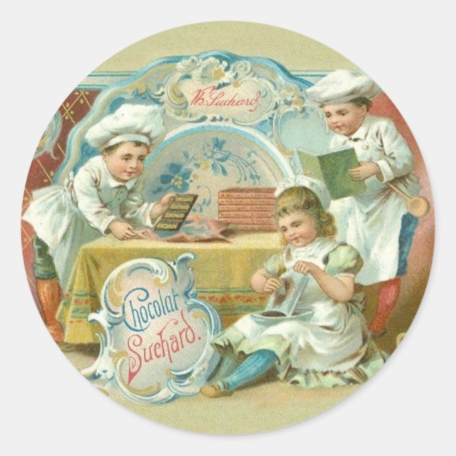 Chocolate Bakers Antique Advertising Classic Round Sticker (Front)
