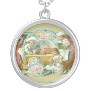 Chocolate Bakers Antique Advertising Silver Plated Necklace