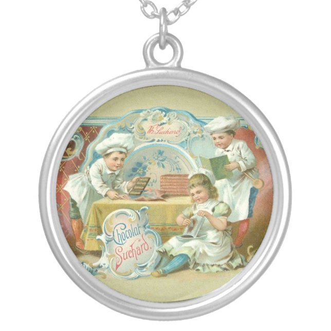 Chocolate Bakers Antique Advertising Silver Plated Necklace (Front)