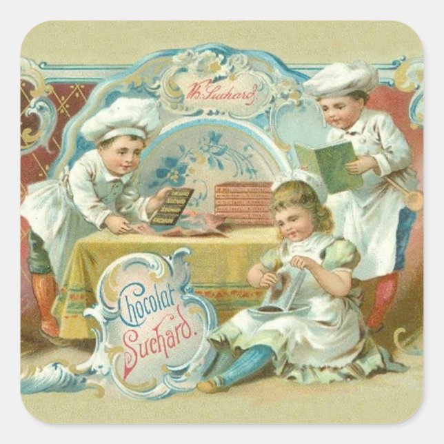 Chocolate Bakers Antique Advertising Square Sticker (Front)