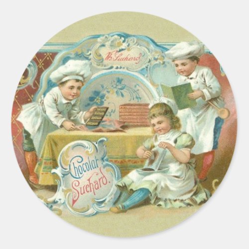 Chocolate Bakers Antique Classic Round Sticker