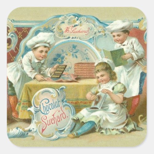 Chocolate Bakers Antique Square Sticker