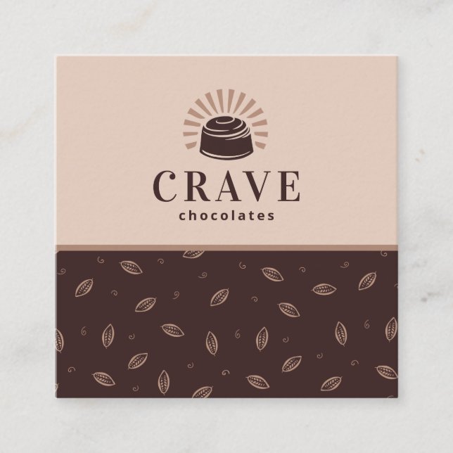 Chocolate, Bakery, Sweets Shop Customizable Square Business Card (Front)