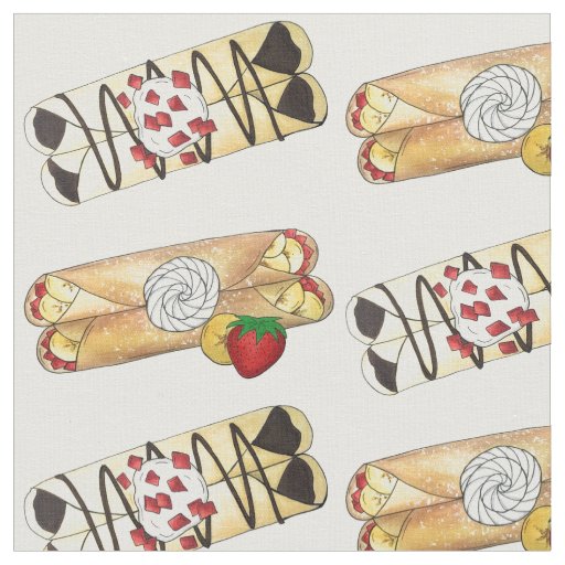 Chocolate Banana Strawberry Crêpes French Food Fabric
