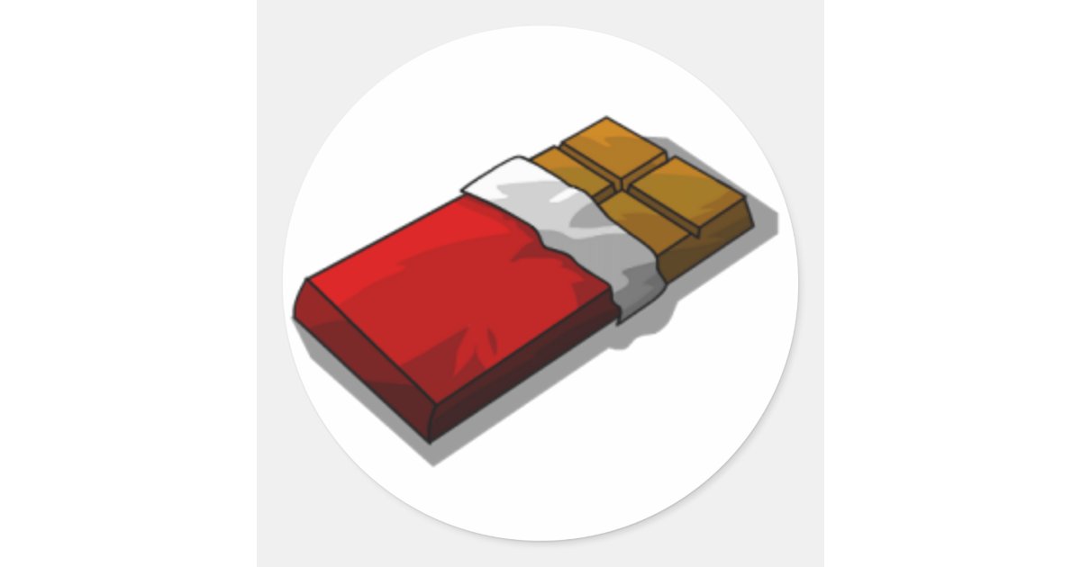 Chocolate Bar in Red Wrapper Classic Round Sticker Zazzle
