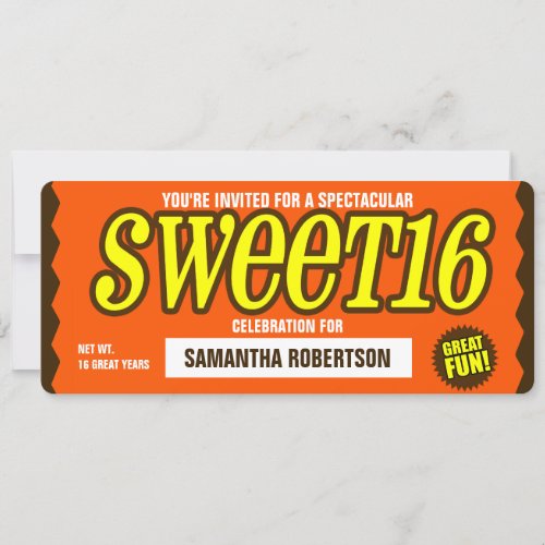 Chocolate Bar Sweet Sixteen Party Invitation