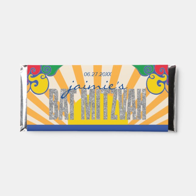 Chocolate Bat Hippie Bus Theme BAT MITZVAH Hershey Bar Favors (Front)