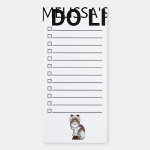 Chocolate Bi-Color Persian Cat To Do List & Name Magnetic Notepad