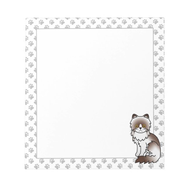 Chocolate Bi-Color Persian Cute Cartoon Cat Notepad (Front)