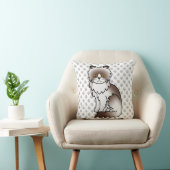 Chocolate Bi-Color Persian Cute Cartoon Cat & Paws Throw Pillow (Chair)