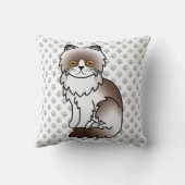 Chocolate Bi-Color Persian Cute Cartoon Cat & Paws Throw Pillow (Back)