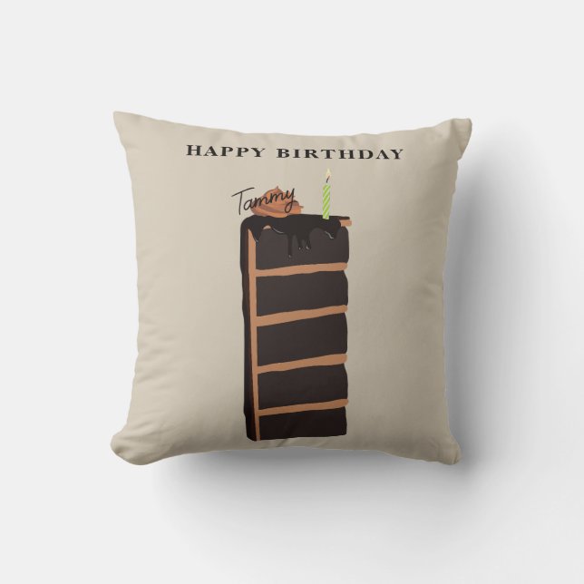 Chocolate Birthday Cake Birthday Party Throw Pillow (Front)