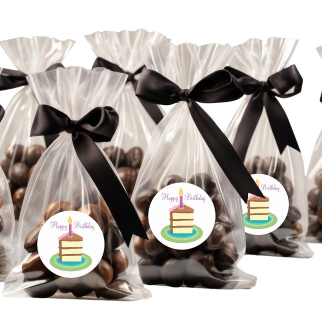 Chocolate Birthday Cake Classic Round Sticker (Creator Uploaded)