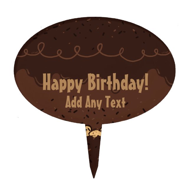Chocolate Birthday Cake Frosting Cake Topper (Front)