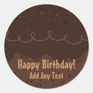 Chocolate Birthday Cake Frosting Classic Round Sticker