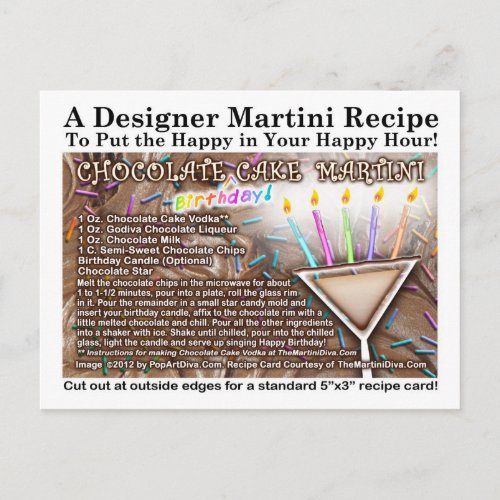 Chocolate Birthday Cake Martini Recipe Postcard