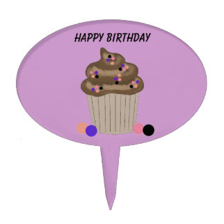 Chocolate Birthday Cupcake Cake Topper