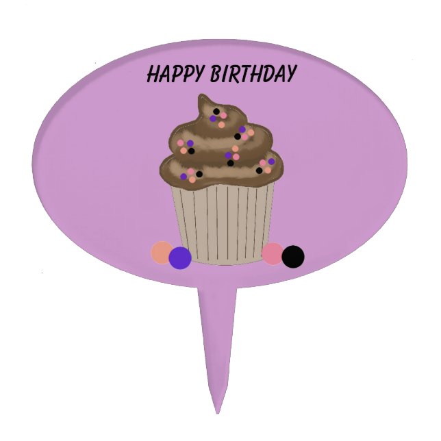 Chocolate Birthday Cupcake Cake Topper (Front)