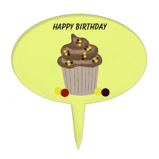 Chocolate Birthday Cupcake Cake Topper