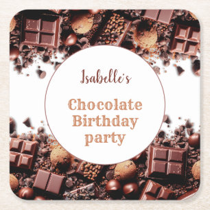 Chocolate Birthday Party Paper Napkins Square Paper Coaster