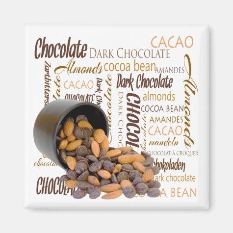 Chocolate Bits Almonds Typography Collage Photo