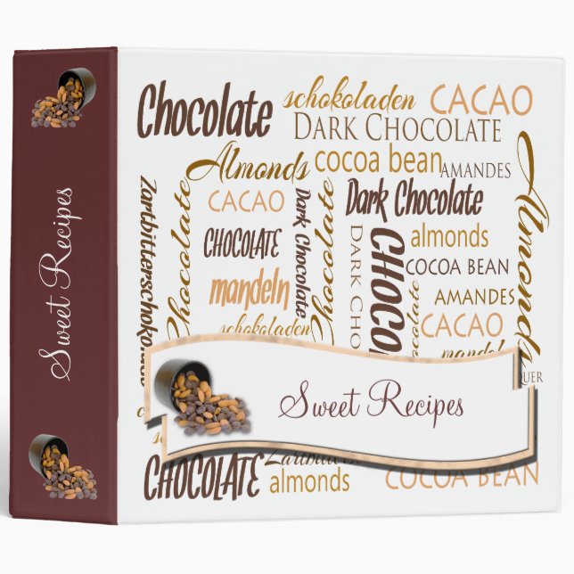 Chocolate Bits and Almonds Close Up Photograph 2" 3 Ring Binder (Front/Spine)