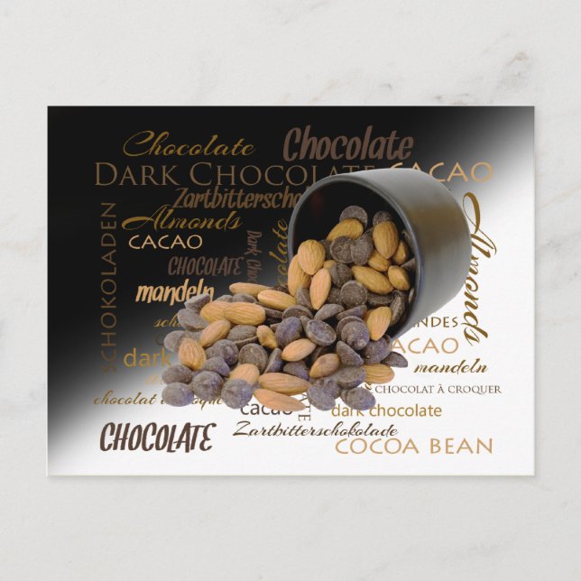 Chocolate Bits and Almonds Close Up Photograph Postcard (Front)