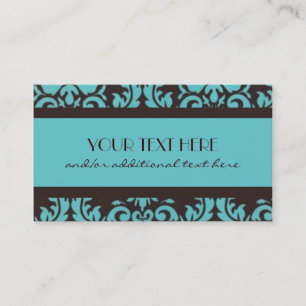 Chocolate & Blue Damask Business Card