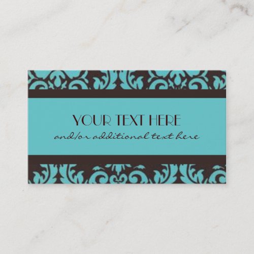 Chocolate &amp; Blue Damask Business Card