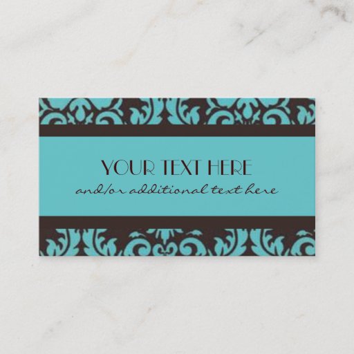 Customizable Chocolate &amp; Blue Damask Business Card