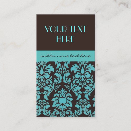 Chocolate&amp;Blue Damask Business Card