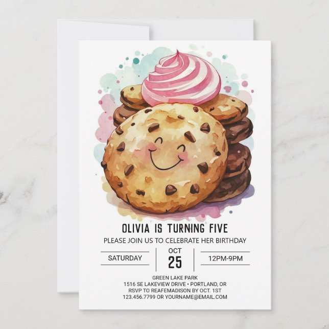 Chocolate Bohemian Sweets Cookies Birthday Invitation (Front)