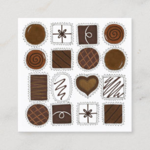 Chocolate Bon Bon Candy Shoppe Shop Chocolatier Square Business Card