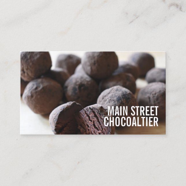 Chocolate Bon Bon Truffles Candy Chocolatier Shop Business Card (Front)