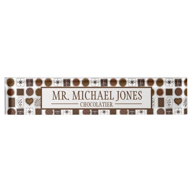 Chocolate Bon Bons Chocolatier Candy Pastry Chef Desk Name Plate (Front)