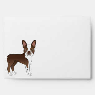 Chocolate Boston Terrier Cartoon Dog Illustration Envelope