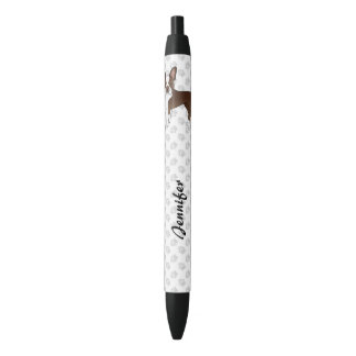 Chocolate Boston Terrier Cute Cartoon Dog &amp; Name Pen