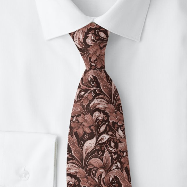 Chocolate Botanical Batik Neck Tie (Creator Uploaded)