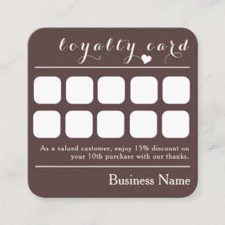 CHOCOLATE BROWN 10 PUNCH BUSINESS LOYALTY CARD 