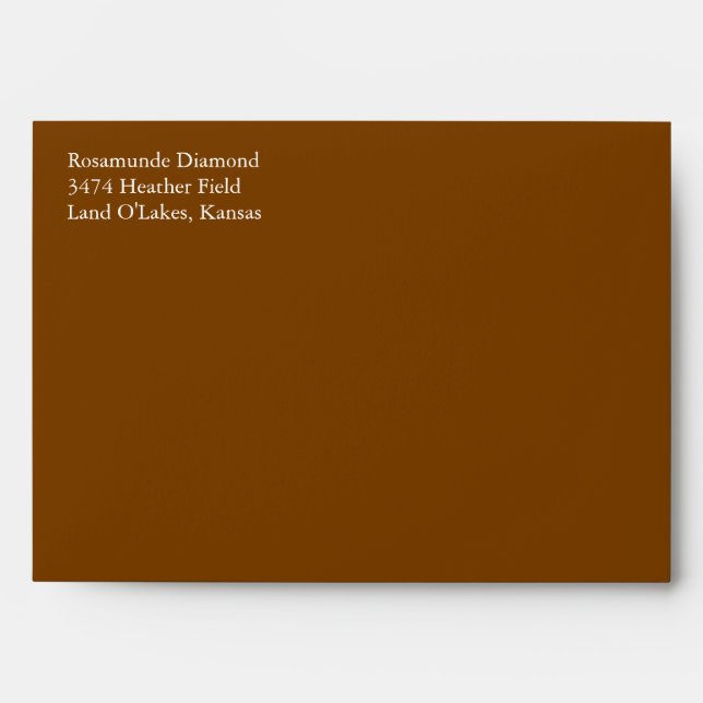 Chocolate Brown A7 5x7 Pre-addressed Envelopes (Front)