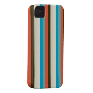 chocolate brown and aqua blue stripes iPhone 4 cover