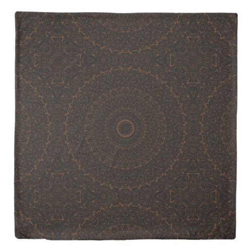 Chocolate Brown and Black Mandala Kaleidoscope Duvet Cover