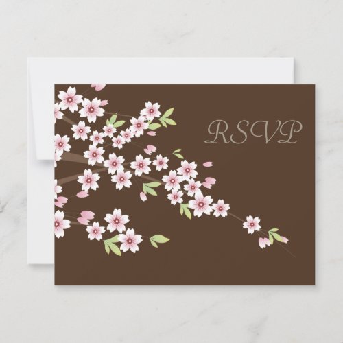 Chocolate Brown and Cherry Blossom Wedding RSVP
