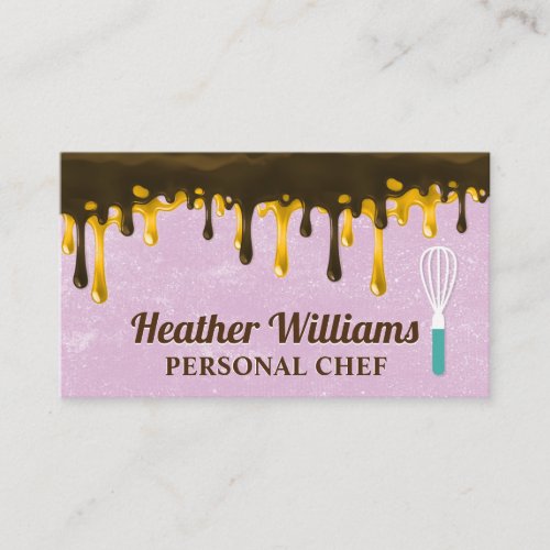 Chocolate Brown and Golden Honey Drip  Whisk Business Card