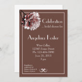 Chocolate Brown and Pink Peony Bridal Shower Invitation (Front/Back)