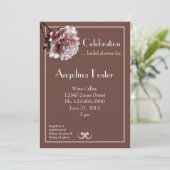 Chocolate Brown and Pink Peony Bridal Shower Invitation (Standing Front)