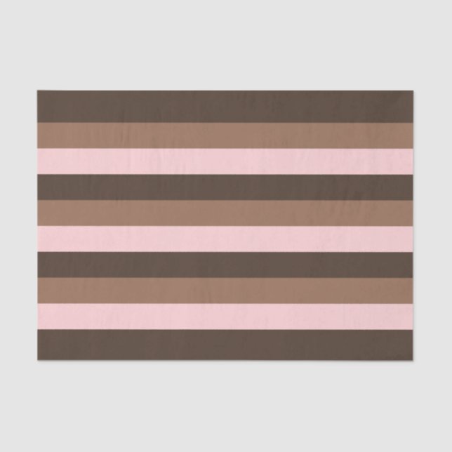 Chocolate brown and pink stripes tissue paper (Front)