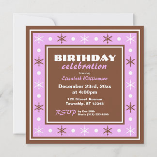 Chocolate Brown and Purple Birthday Celebration Invitation